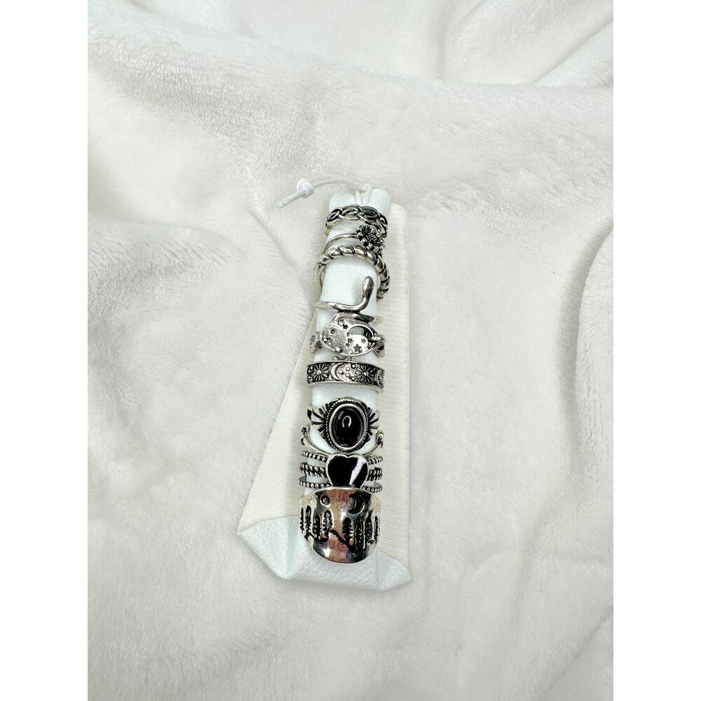 NEW Free People Boho Ring Set Womens Silver Tone 7 Piece Stackable New With Tags